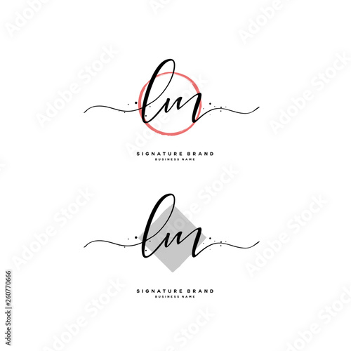 L M LM Initial letter handwriting and  signature logo. © FAAZT_Creative