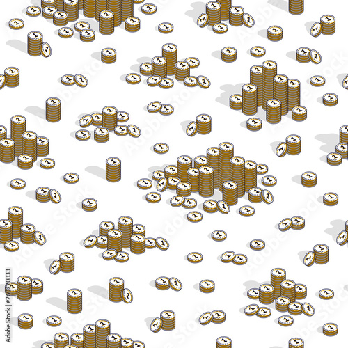 Money coins seamless background, backdrop for financial business website or economical theme ads and information, 3d cash, vector wallpaper or web site background.