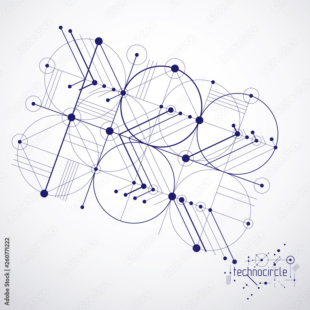 Engineering technological vector wallpaper made with circles and lines. Modern geometric composition can be used as template and layout. Abstract technical background. Engineering technological vector wallpaper made with circles and lines. Modern geometric composition can be used as template and layout. Abstract technical background.