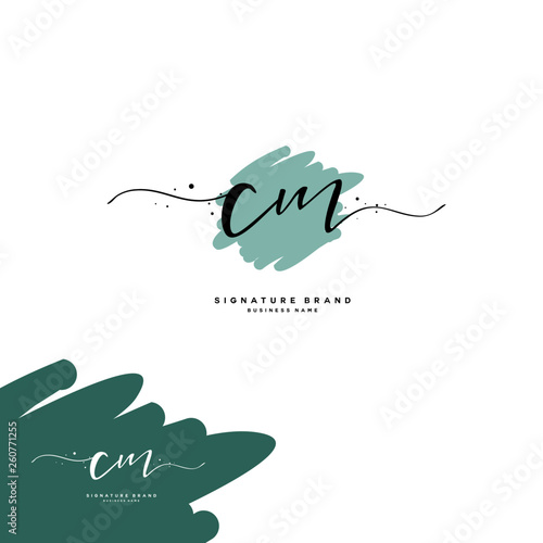 C M CM Initial letter handwriting and  signature logo.