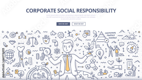 Corporate Social Responsibility Doodle Concept