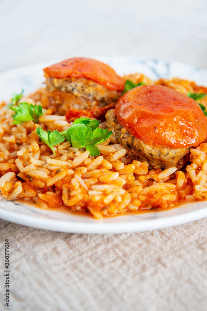 Stuffed tomatoes and rice with tomato Stuffed tomatoes and rice with tomato