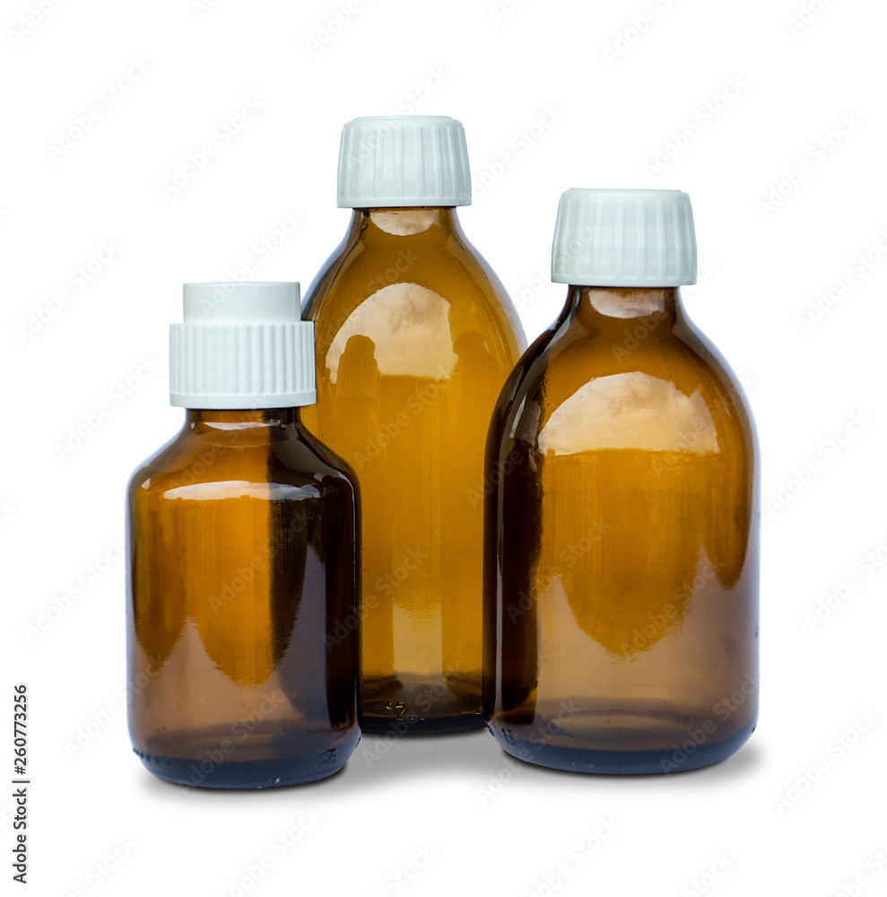 Bottles of Medicine isolated on white