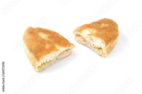 Pirozhok isolated on white background. Homemade pasty