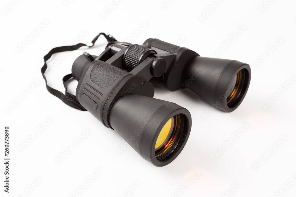 Black binoculars isolated on white background Black binoculars isolated on white background
