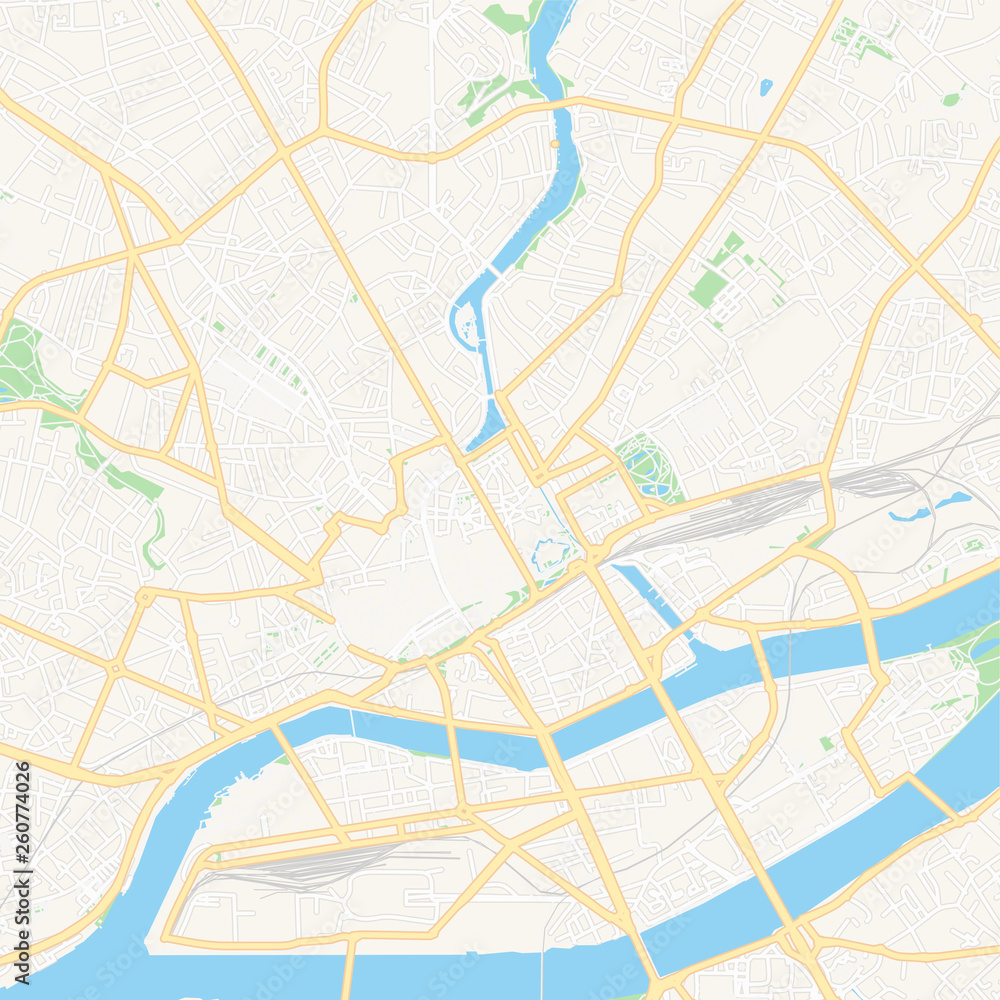 Fototapeta premium Nantes, France printable map