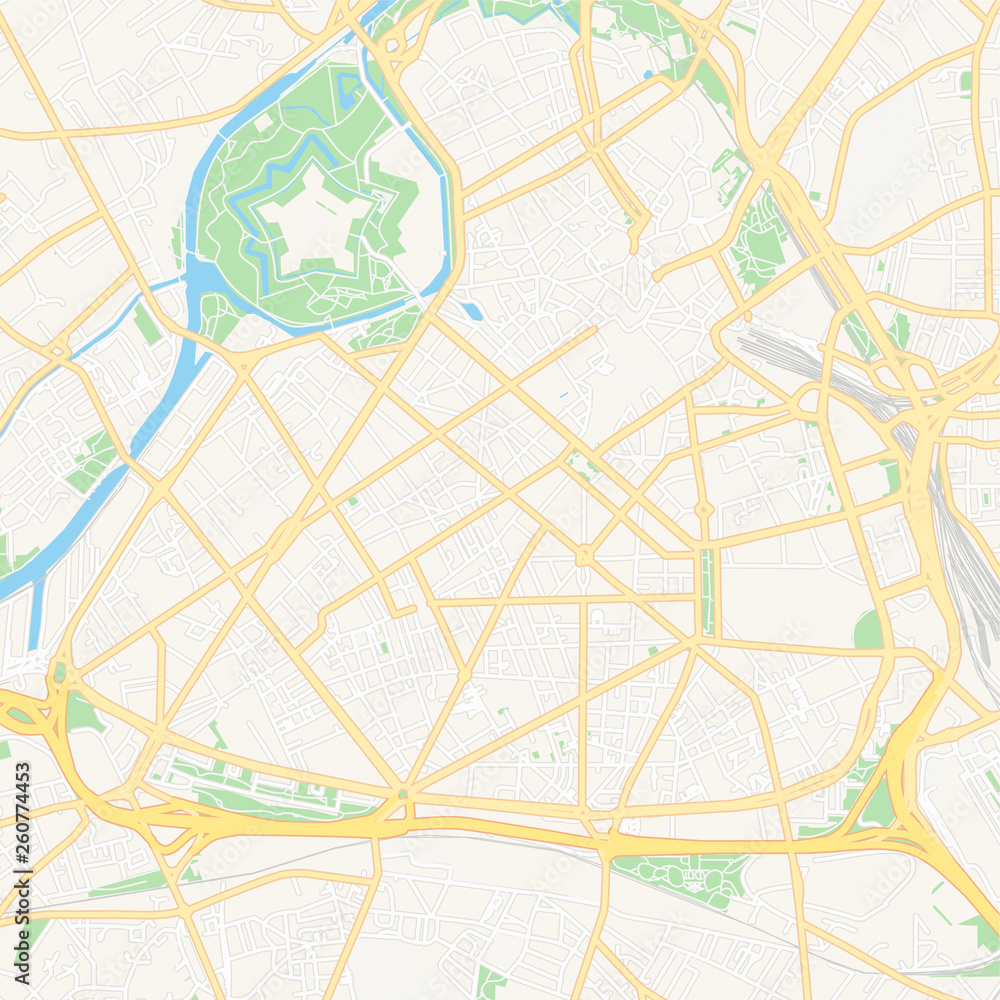 Fototapeta premium Lille, France printable map