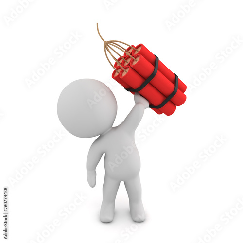3D Character holding up a dynamite bundle photo