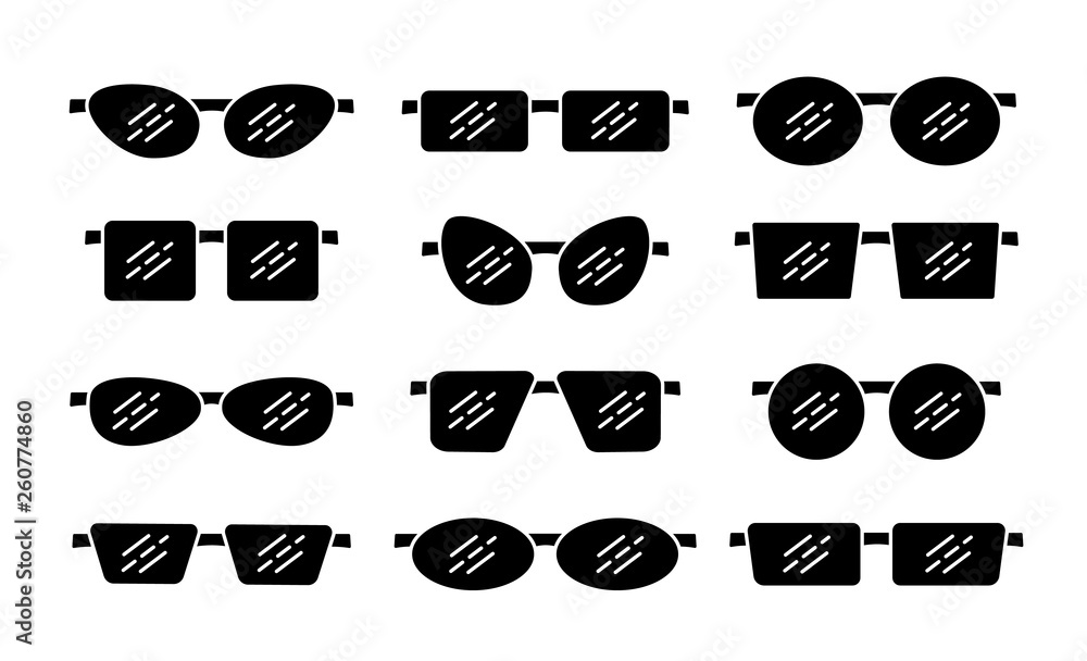 Vector illustration of frameless glasses. Flat icon set of reading rimless eyeglasses. Isolated objects Vector illustration of frameless glasses. Flat icon set of reading rimless eyeglasses. Isolated objects