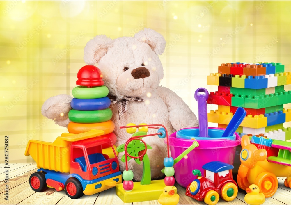 Bear and clorful toys Bear and clorful toys