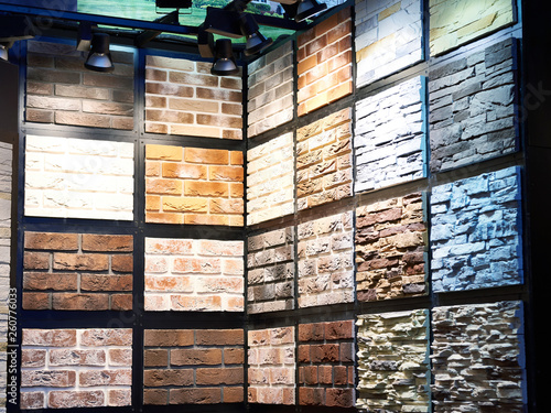Bricks panels in construction shop