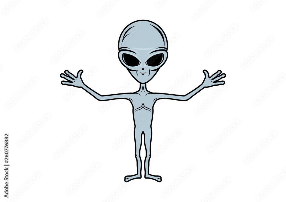 Desenhos Animados Grey Alien Ilustração do Vetor - Ilustração de cinzento,  cartoon: 120990468