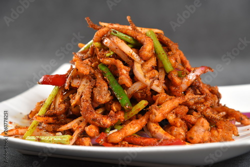 fried chicken with vegetables