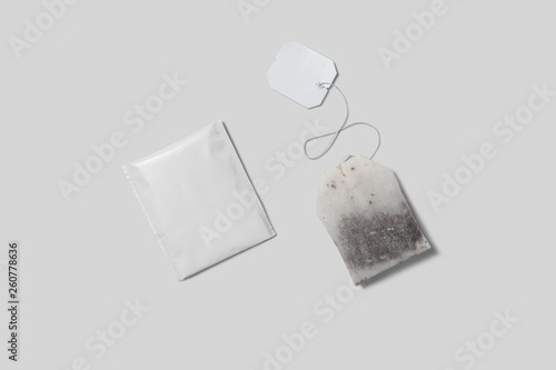 Tea Bag ,Tea Pack with label for mockup with white background.High resolution photo.