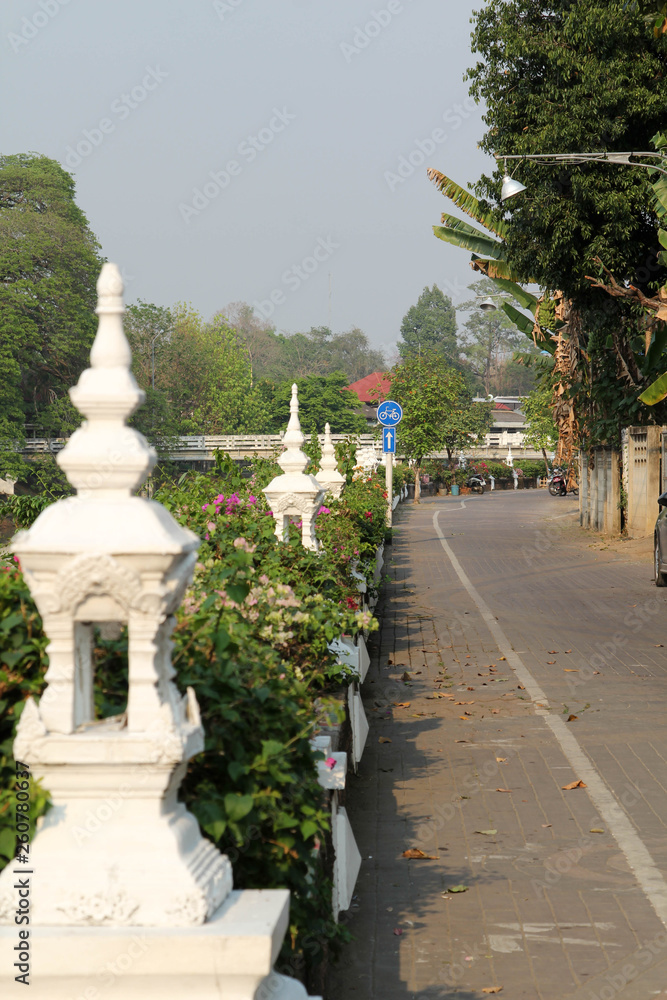 The bicycle path beside the river Wang, Lampang, Northern Thailand. The bicycle path beside the river Wang, Lampang, Northern Thailand.