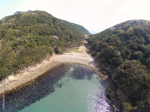 Japan Wakayama kada tomogasima island drone Helicopter shot