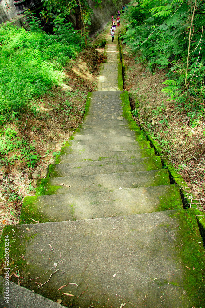 stairs with moss in Tomb of the Imogiri Kings on yogyakarta