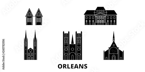 France, Orleans flat travel skyline set. France, Orleans black city vector panorama, illustration, travel sights, landmarks, streets. photo