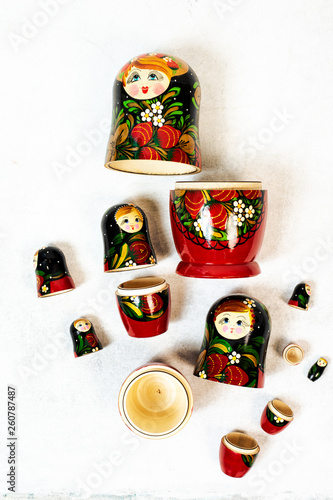 Matryoshka. Russian folk toys on white background.