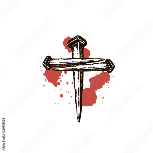 black icon of jesus nails isolated on white background 