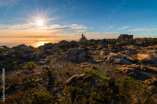 Beautiful sunset on top of table mountain ,cape town , south africa