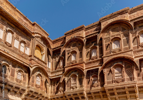 Jaisalmer Fort, Jaisalmer, Rajasthan, India  24-Feb-2019  decorative architecture inside the fort © Sondipon
