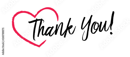 Thank you with hand drawn heart