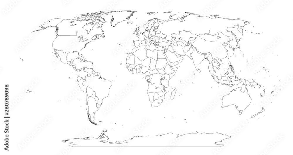 Contour world map in Robinson Projection on white background. Vector eps8 Contour world map in Robinson Projection on white background. Vector eps8