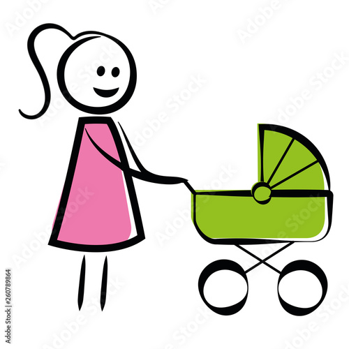 Frau mit Kinderwagen
