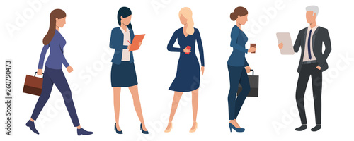 Set of modern business people in formalwear