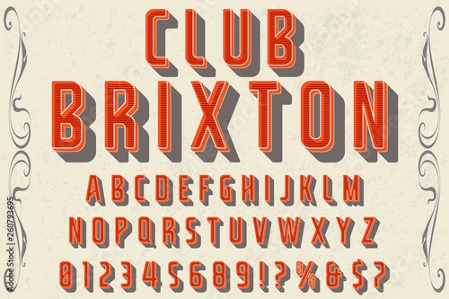 Font alphabet Script Typeface handcrafted handwritten vector label design old style.Shadow Effect.vintage Hand Drawn