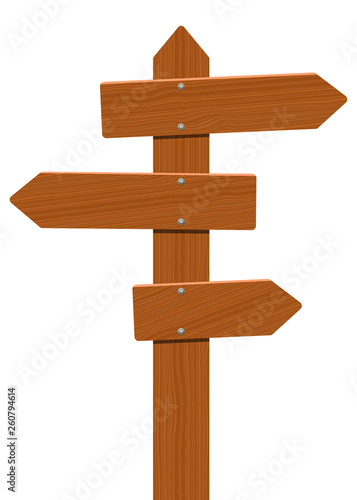 Wooden crossroad direction sign vector design illustration isolated on white background © Emil