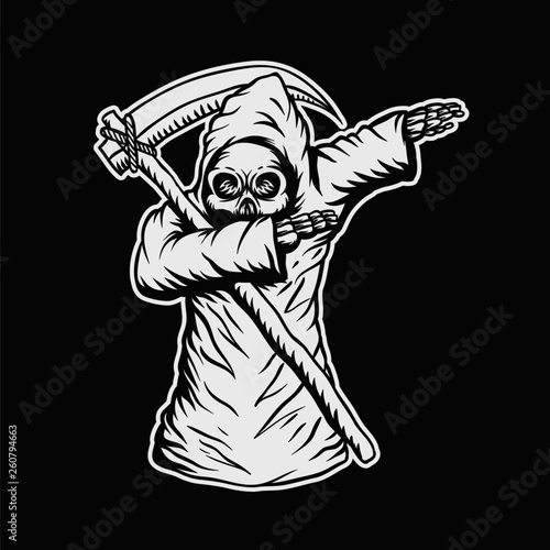 dabbing death skull vector illustration