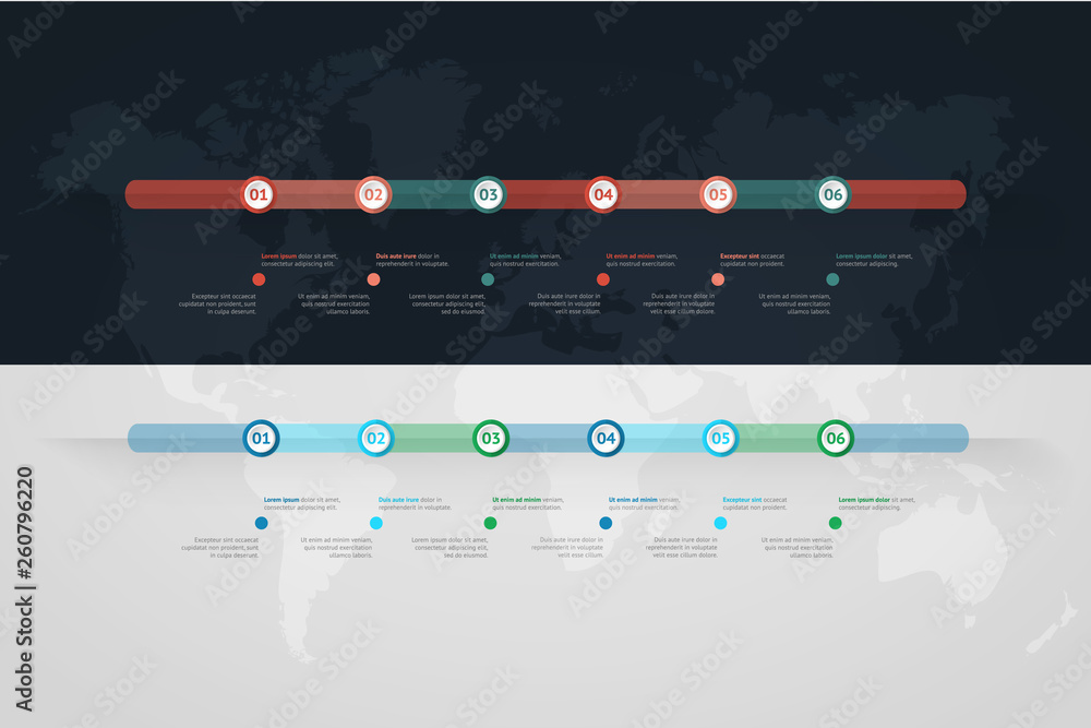 Timeline vector infographic. World map Timeline vector infographic. World map