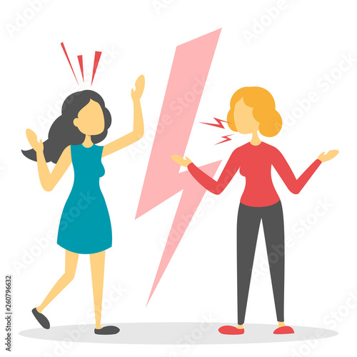 Angry couple argue. People shouting and fight.