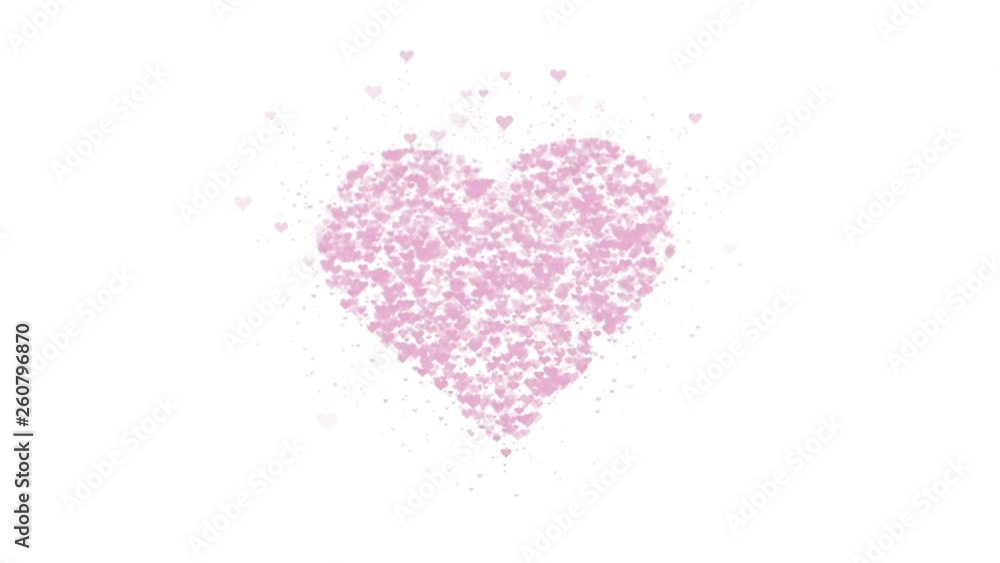 Blurred pink heart is isolated on white background. Accumulation of little hearts creates one large heart. Close up. Copy space. Blurred pink heart is isolated on white background. Accumulation of little hearts creates one large heart. Close up. Copy space.