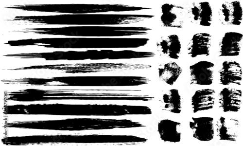 Wallpaper Mural A set of paint strokes with a dry brush. Vector abstract black isolated spots on white background. Collection of templates for icons, logos, labels and text. Monochrome ink spots in one set Torontodigital.ca