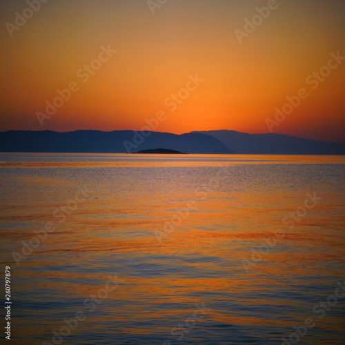 Sunset above a beach on Skopelos Island  Greece