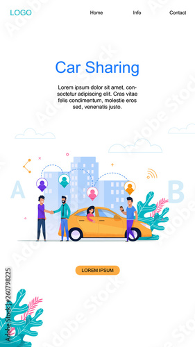 Car Sharing Vertical Banner. Online Service. Flat.