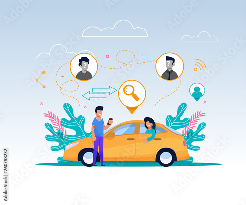 Carpool Service Illustration. Cartoon Character