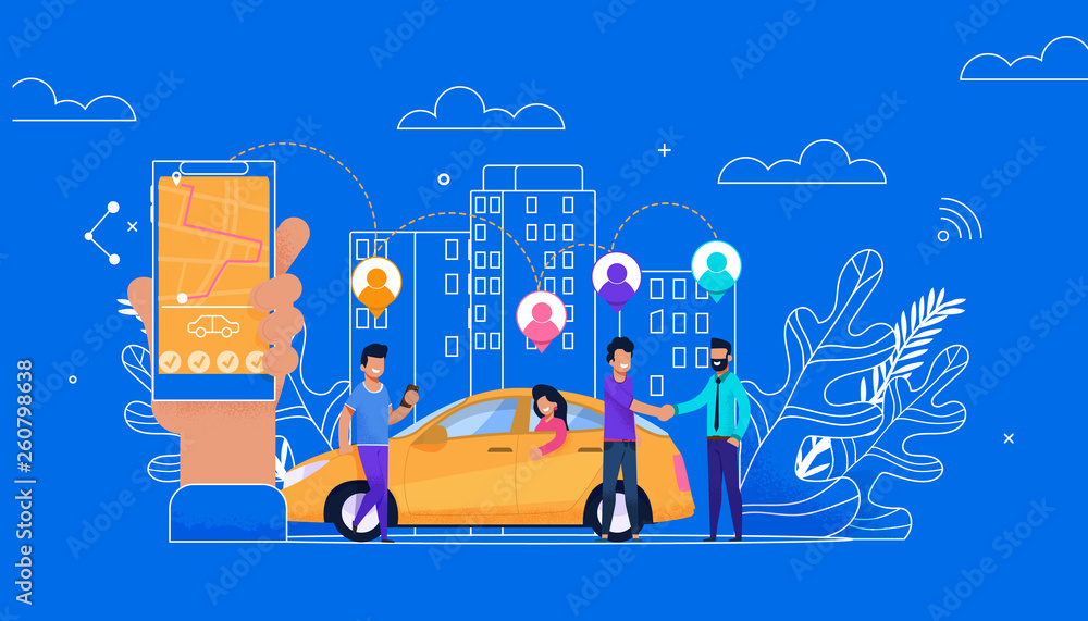 Carsharing Online Simple Flat. Passenger Character