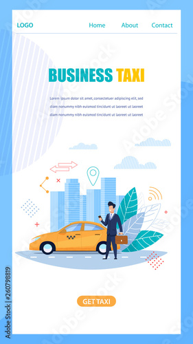 Business Taxi Online Service. Flat Mobile Landing