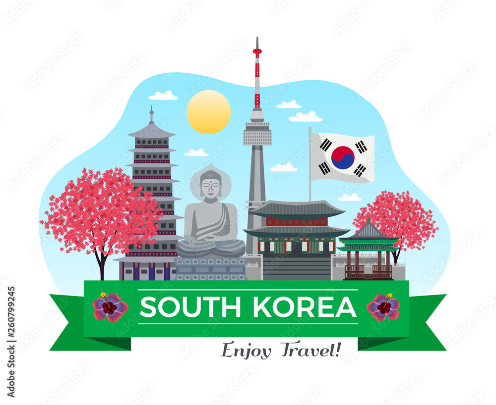 Naklejka premium South Korea Tourism Composition
