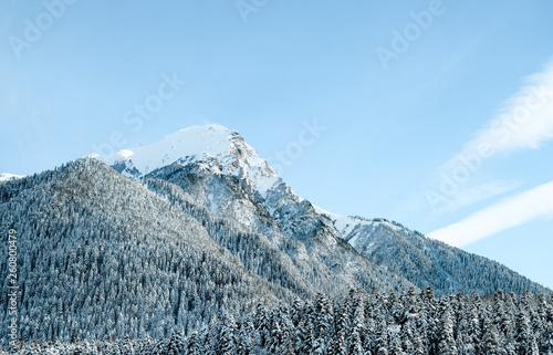 Snow-capped mountains. Winter landscape.