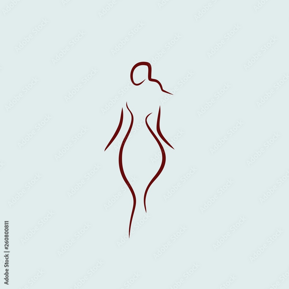 woman shape icon line illustration