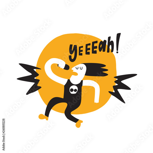 Vector illustration of rock singer with a microphone.