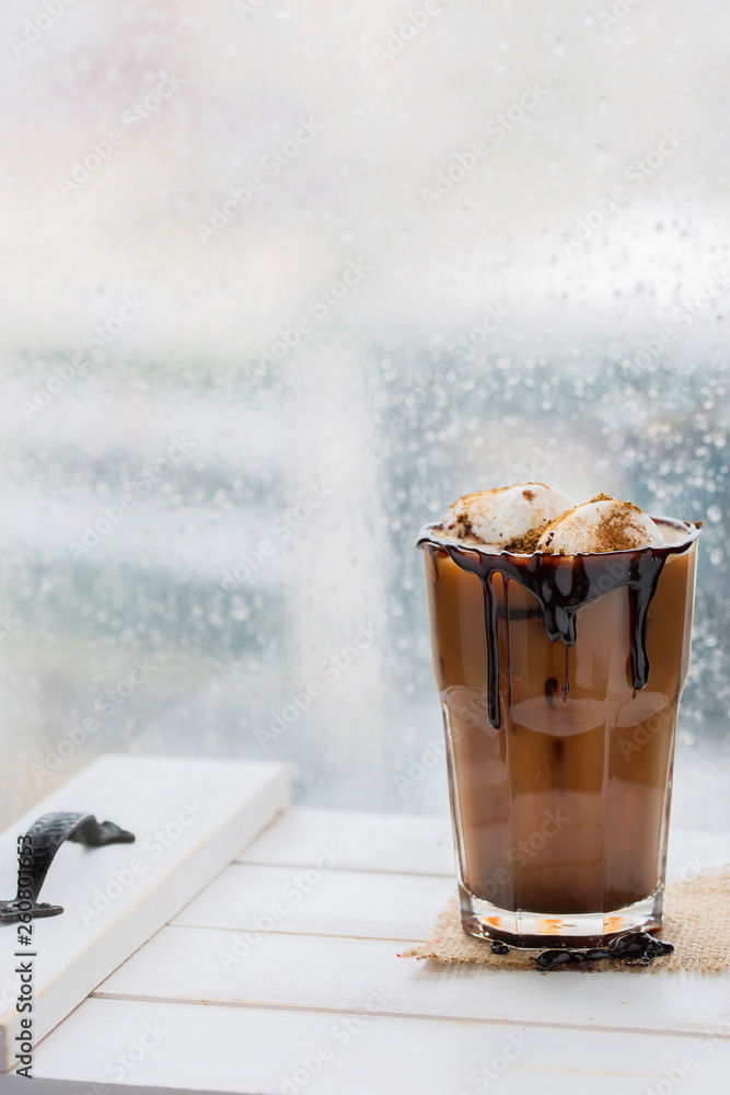 Rainy day coffee background with copy space. Stock Photo | Adobe Stock