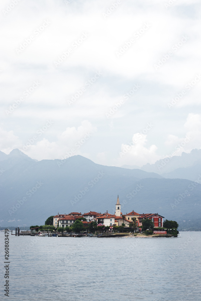 Italian village on lake island