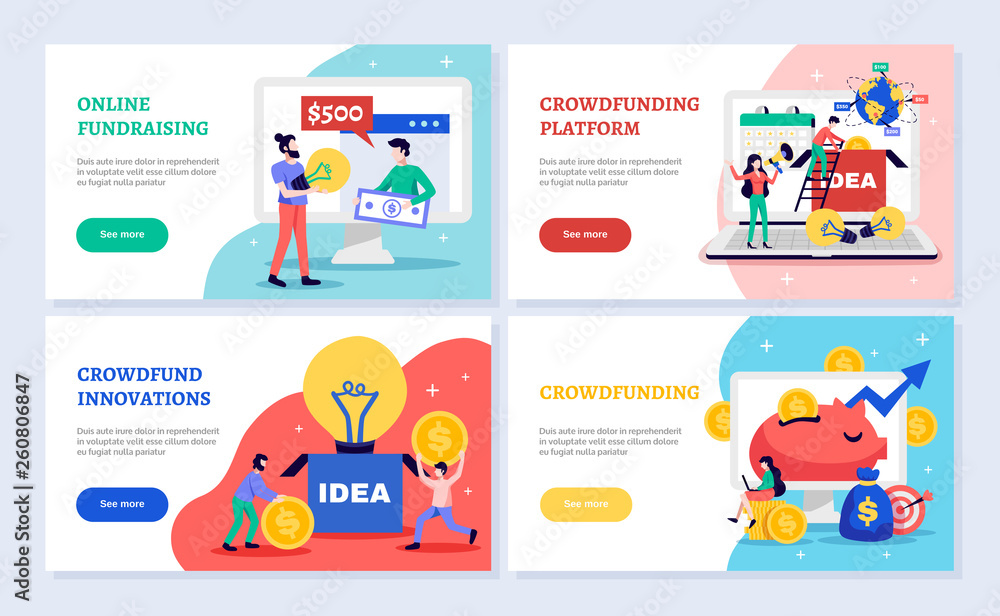 Crowdfunding Banners Set Crowdfunding Banners Set