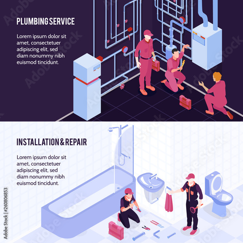 Plumbing Isometric Banners 